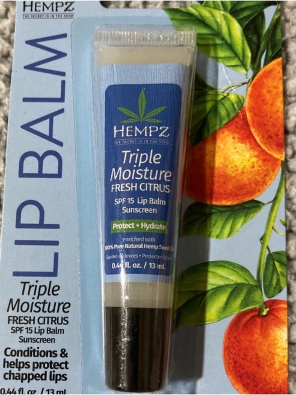 Hempz Triple Moisture SPF 15 Lip Balm Sunscreen Fresh Citrus 🍊 13 ml NEW!